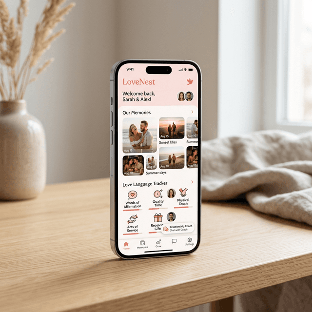 LoveNest Mobile App Mockup